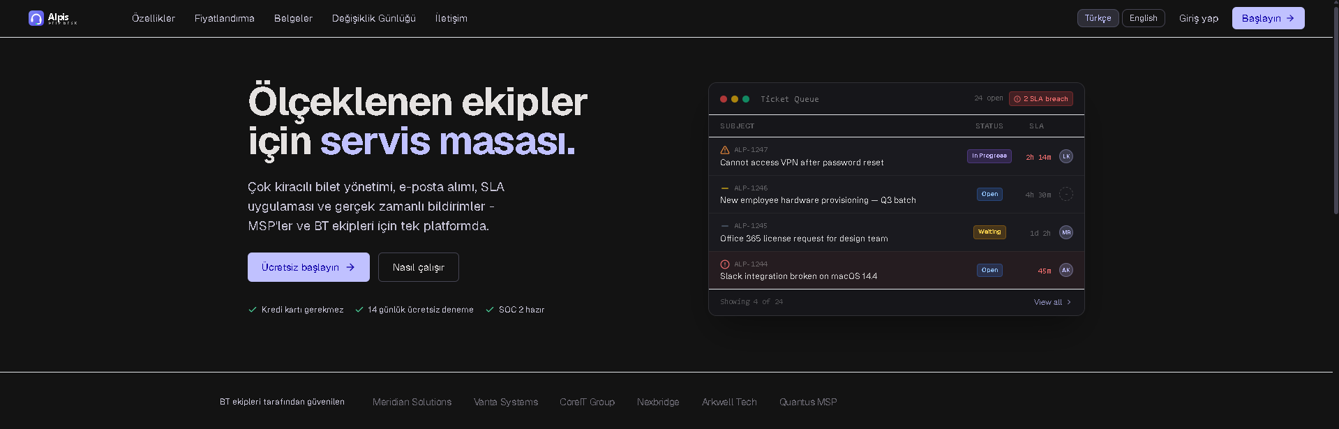 Alpis Help Desk — Müşteri destek ve talep yönetim sistemi kapak görseli